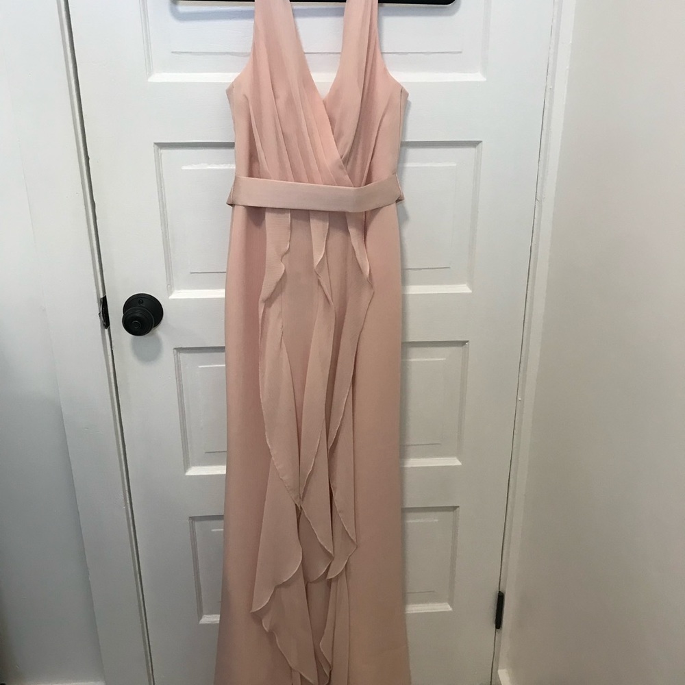 Vera Wang Sleeveless Blush Dress w/ Satin Belt - Picture 5 of 6